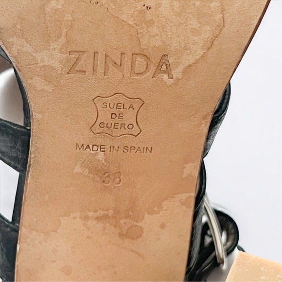 Zinda Black Leather Strappy  Heels Sz 38 - Picture 10 of 10